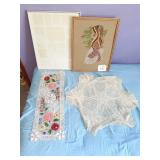 COLORFUL DRESSER RUNNER, HAND CRAFTED DOILY,