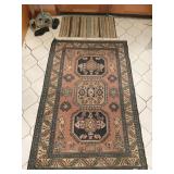 HAND MADE AREA RUG 42" X 65" W/ FRINGE EDGE