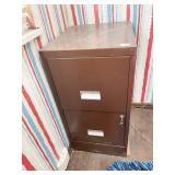 2 DRAWER BROWN FILE CABINET W/ KEY