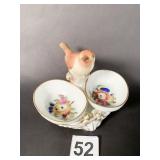 DOUBLE SIDED HEREND DISH W/ BIRD ON TOP