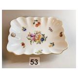 HEREND RUFFLE EDGE BOWLS FRUIT AND FLOWER PATTERN