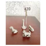 PEWTER MINIATURES, CATS, DOG AND LIGHTHOUSE