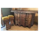 MID CENTURY MODERN WITCO TIKI BAR WITH TWO CARVED