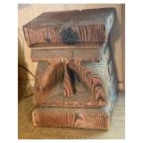 HAND CARVED WOOD STAND 15" H X 11.5" W X 11.5" D