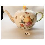 HEREND LARGE TEAPOT W/ PINK FLOWER TOP EXCELLENT