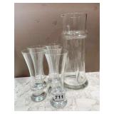 GLASS PITCHER WITH STIRRER 11.5"H AND 5 MATCHING