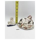 2 STAFFORDSHIRE FIGURINES TWO DOGS AND GIRL WITH