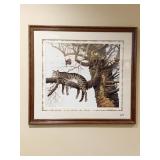 28.5X25.5 SIGNED CHARLES WYSOCKI CAT ON BRANCH