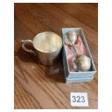 BABY CUP AND RATTLE ENGRAVED STERLING - 2.88 OZT