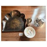 CRUMB TRAY, SHOT GLASS, CONDIMENT HOLDER, HAND