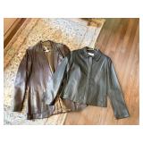 CHIC VINTAGE LEATHER JACKETS, BROWN AND BLACK,