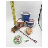 HOLIDAY TINS, LEAF DESIGNED CANDLE SNUFFER, HAPPY