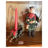METAL SLED AND SANTA W/ CAP