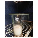 GLASS CANDLE HOLDER IN OXIDIZED FRAME 6.5"H,