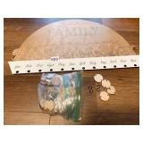 FAMILY CELEBRATIONS WOODEN PLAQUE WITH DISCS AND