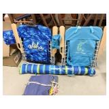 2 BEACH CHAIRS FOLDING AND TOMMY BAHAMA CHAIR