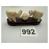 ANTIQUE CARVED BONE COMPOSITION FEATURING TWO