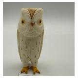 COLORED CARVED BONE OWL, TWO AND A HALF INCHES