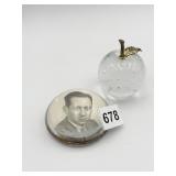 APPLE PAPER WEIGHT AND BUTTON