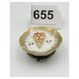 BOW TOP W/ FLOWER INSIDE LIMOGE TRINKET BOX