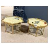 4 LIGHT BRASS TONE FLAT MOUNT CEILING LIGHT