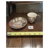 JAPANESE SATSUMA MORIAGE TEACUP AND SAUCER