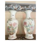 CHINESE FAMILLE ROSE PORCELAIN VASES 14" H NO
