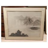 34X28 DAVID LEE SIGNED MOUNTAINS THROUGH THE MIST
