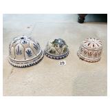 3 MOLDS ONE DELFT, 2 BASSANO ITALY ONE HAS CHIP