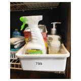BIN OF SOAPS AND CLEANING ITEMS, NEW WILLIAMS