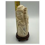 ANTIQUE CARVED BONE JAPANESE STATUE MEASURING 6