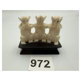 VINTAGE CARVED BONE STATUE DEPICTING THE THREE