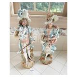CONTINENTAL BISQUE FIGURINES A LADY AND MAN