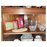 HOLIDAY GLASSES, CR/SUGAR, NAPKINS, CHEESE BOARD