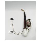 PORCELAIN PIPE W/ RUNNING ANIMALS 10" L - GERMAN