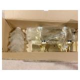 2 BRASS TONE 2 LIGHT WITH GLASS SHADE VANITY