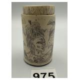 CARVED BONE TOBACCO BOX INSCRIBED WITH "H SNOW