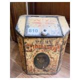 DISTRESSED PAINTED METAL CINNAMON SPICE BIN,