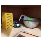 YELLOW GRATER, APPLE SLICER, PLASTIC AND METAL