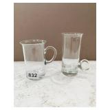 GLASS IRISH COFFEE MUGS, 6 SMALL, 4 LARGE
