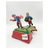 CAST IRON MECHANICAL BANK FOOTBALL PLAYERS