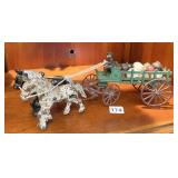 ANTIQUE CAST IRON HORSE AND BUGGY