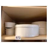 PILLIVUYT FRANCE WHITE FLUTED BAKER AND 6