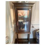 DISPLAY CABINET W/ GLASS SHELVES AND LIGHTS 67" H