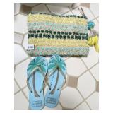 3 TONE ZIPPER TOP PURSE, SANDALS