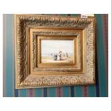 PAINTED ON BOARD W/ ORNATE GOLD FRAME VICTORIAN