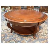 COFFEE TABLE 18" H X 39" ROUND LEATHER TOP W/