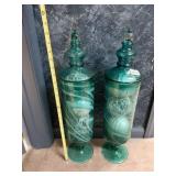 TWO BLENKO 22 INCH SWIRL GLASS JARS WITH BALL