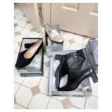 SZ. 8.5 BLACK HEEL BOOTS, SILER SHOES