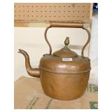 COPPER ANTIQUE TEAPOT DENTED SIDE